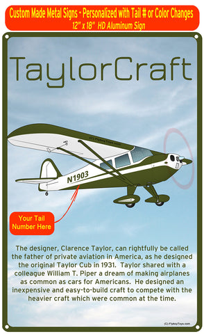 Taylorcraft F-21B (Green #3) HD Airplane Sign
