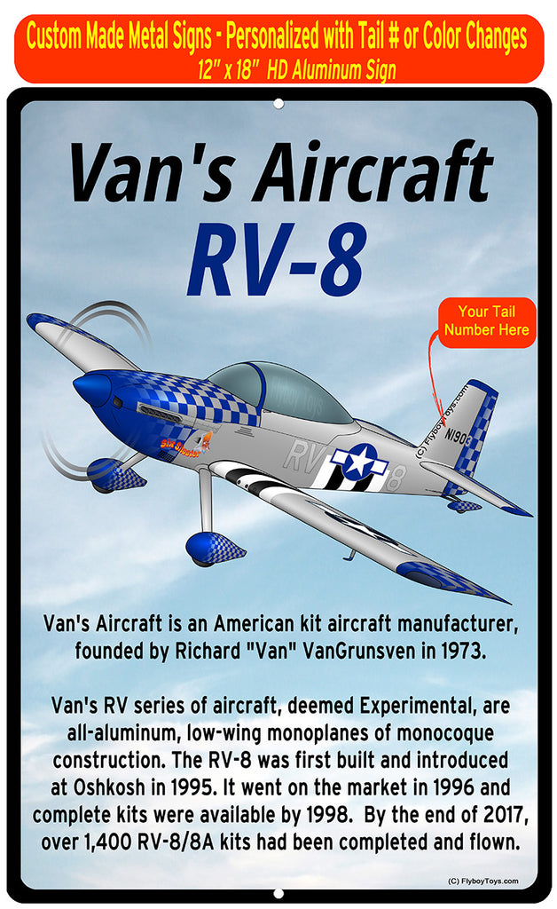 Van's Aircraft RV-8 (Blue/Grey) HD Airplane Sign
