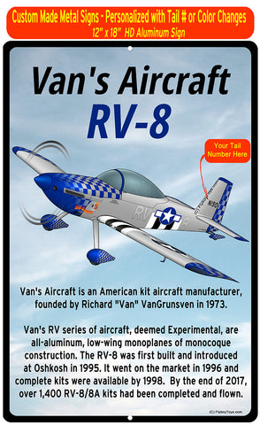Van's Aircraft RV-8 (Blue/Grey) HD Airplane Sign