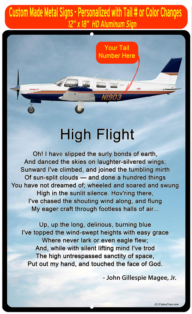 High Flight HD Airplane SIGN-HIGHFLIGHT-HRAIRG9GPA32R - Personalized with Your N#