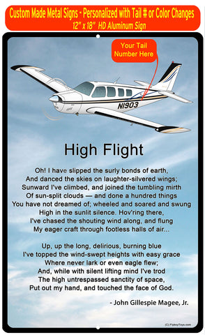 High Flight HD Airplane SIGN-HIGHFLIGHT-AIR2552FEA36-BLK1- Personalized with Your N#