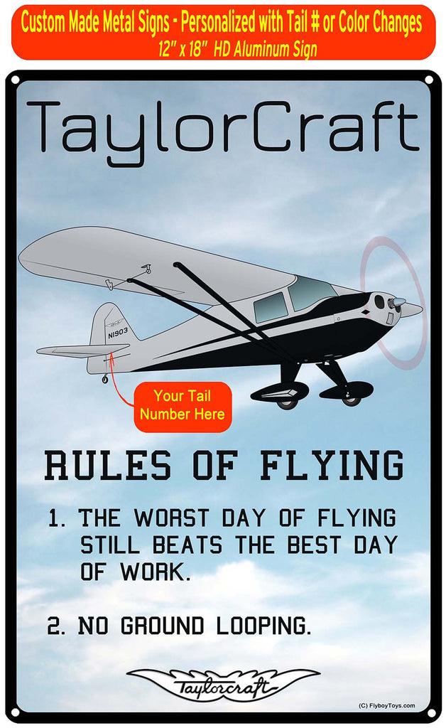 Taylorcraft BC-12D (Silver/Black) HD Airplane Sign