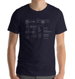 Airplane Blueprint Design T-shirt - AIRJFG31D-BPTEXT