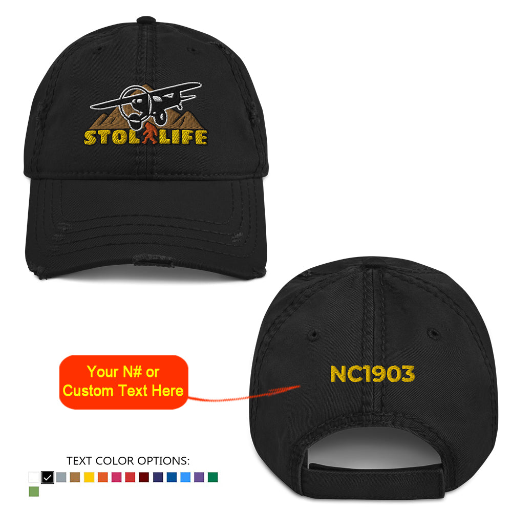 STOL LIFE Airplane Embroidered Distressed Cap - Personalized with Your N#