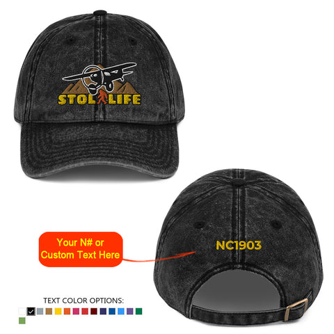 STOL LIFE Airplane Embroidered Vintage Cap - Personalized with Your N#