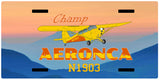 Aeronca Champ (Yellow) Airplane License Metal Plate - Add Your N#