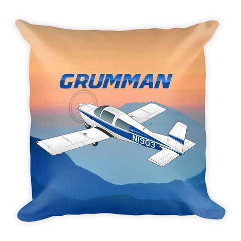 Grumman American AA-5 Traveler Airplane Throw Pillow Stuffed & Sewn