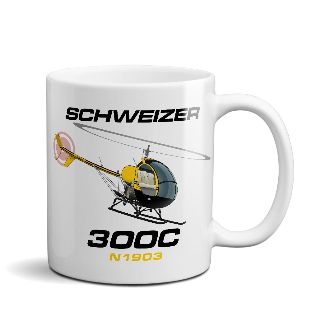 Schweizer 300 CBI (Yellow/Black) Airplane Ceramic Mug - Personalized w/ N#