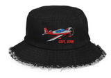 Custom Distressed denim bucket hat