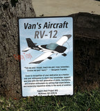 Van's Aircraft RV-12 (RV12) HD Airplane Sign - Black/White