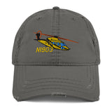 Helicopter Embroidered Distressed Cap HELIJ9BS76-YB1 - Personalized w/ Your N#