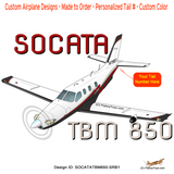 Socata TBM 850 (Silver/Red/Black) Airplane T-Shirt - Personalized