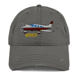 Airplane Embroidered Distressed Cap (AIRG9G3856-RO1) - Personalized with Your N#
