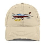Airplane Embroidered Distressed Cap (AIRG9G3856-RO1) - Personalized with Your N#