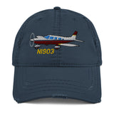 Airplane Embroidered Distressed Cap (AIRG9G3856-RO1) - Personalized with Your N#