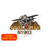 STOL Life Airplane Die Cut Vinyl Decals (Stickers) - Personalized w/ your N#