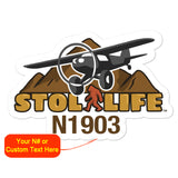 STOL Life Airplane Die Cut Vinyl Decals (Stickers) - Personalized w/ your N#