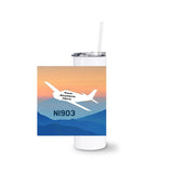 Custom Airplane White Tumbler with Straw