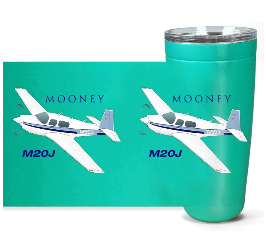 Mooney M20J (AIRDFFM20J-SBN1) Airplane Travel Tumblers - Add your N#