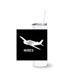 Custom Airplane White Tumbler with Straw