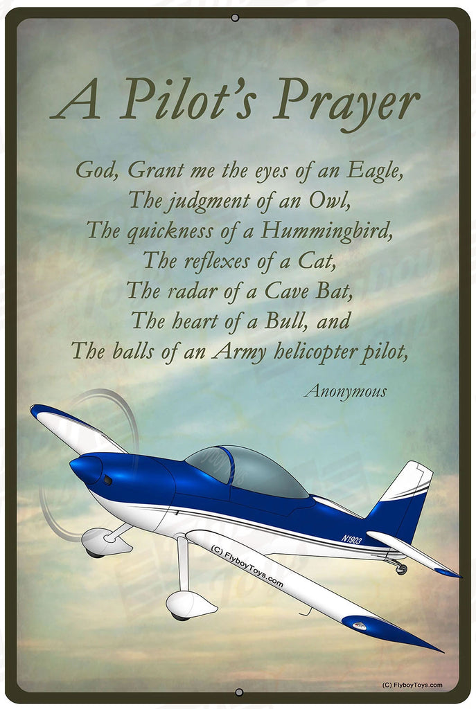 Van's RV-8 A Pilot's Prayer Helicopter Metal Custom Sign