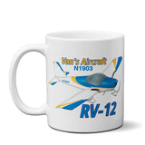 Van's Aircraft RV-12 (Yellow/Blue) Airplane Ceramic Mug - Personalized