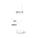 Custom Airplane White Tumbler with Straw