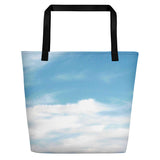 Custom Mountain Airplane All-over Print Large Tote Bag w/ Pocket