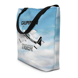 Custom Mountain Airplane All-over Print Large Tote Bag w/ Pocket
