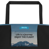Custom Mountain Airplane All-over Print Large Tote Bag w/ Pocket