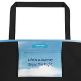 Custom Mountain Airplane All-over Print Large Tote Bag w/ Pocket