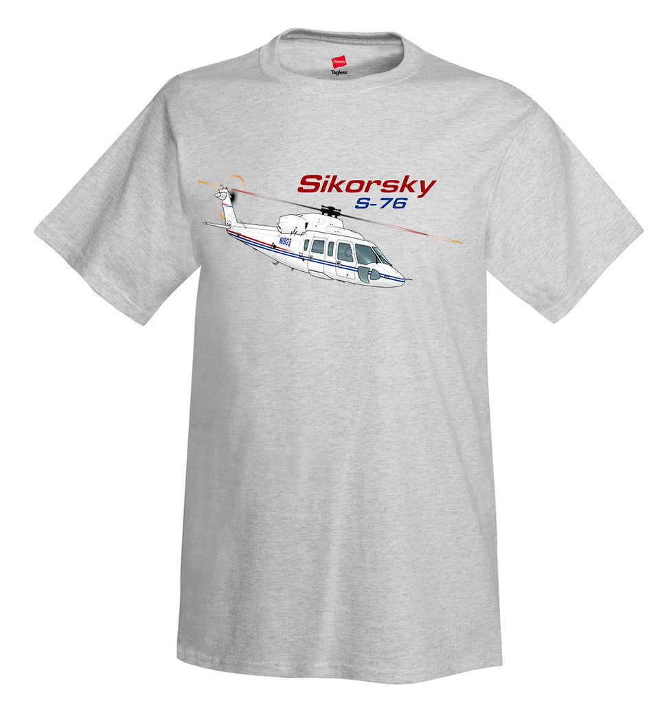Sikorsky S-76 (Blue) Helicopter T-Shirt - Personalized with Your N#