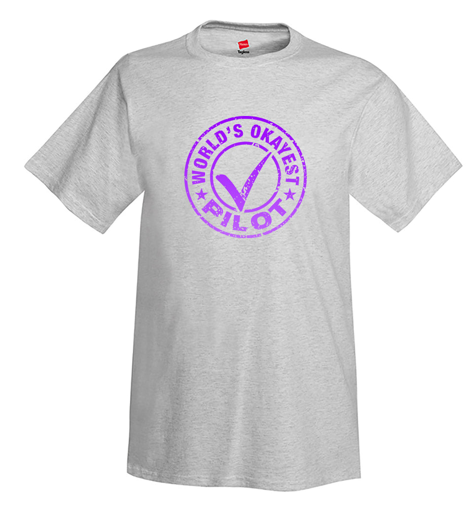 Worlds Okayest Pilot II Airplane Aviation T-Shirt