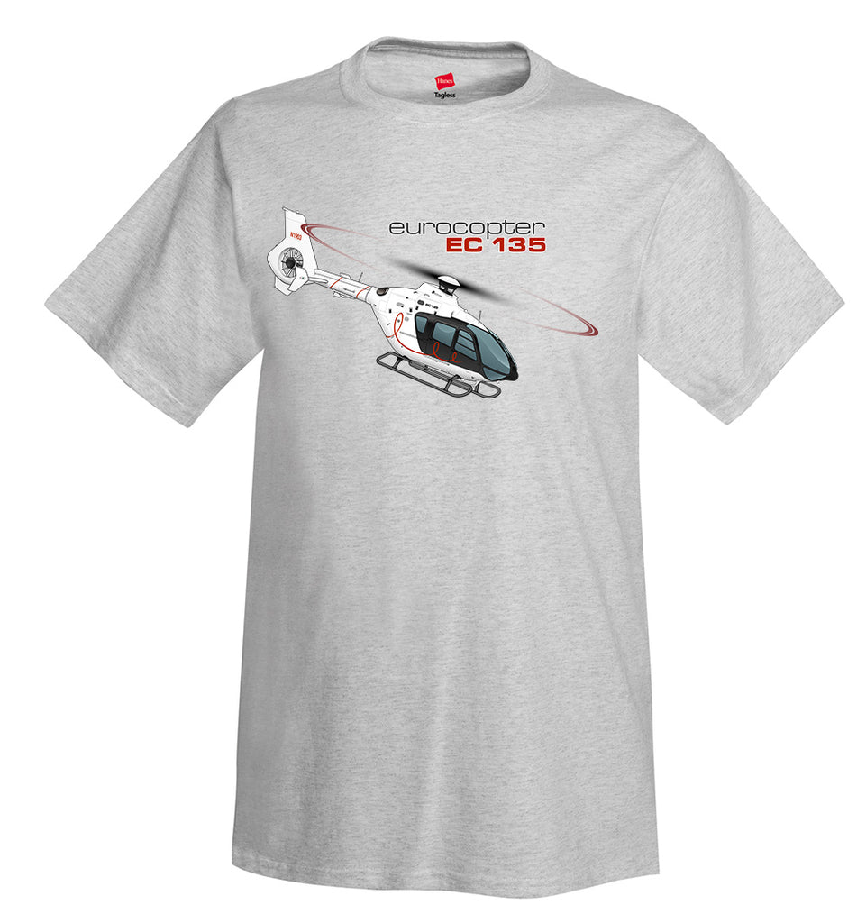 Eurocopter EC135 (Black) Helicopter T-Shirt - Personalized with Your N#