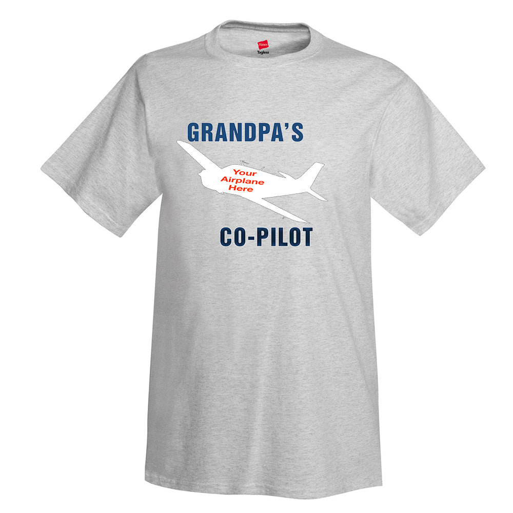 GrandPa's Co-Pilot Aviation Theme T-Shirt - Personalized with Your Airplane