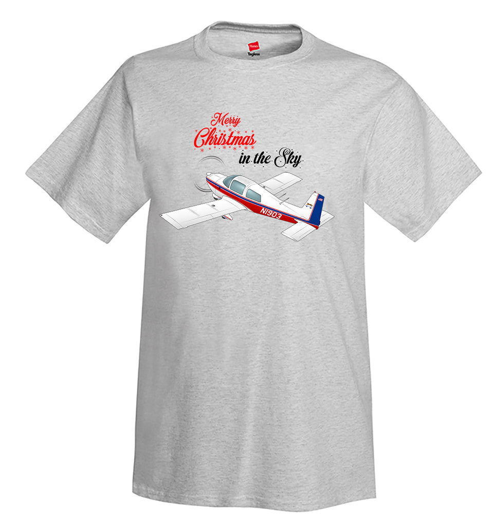 Merry Christmas in the Sky Airplane T-Shirt - AIR7IL385AA5-BR1 - Personalized w/ N#