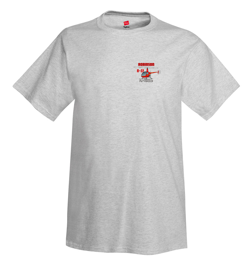 Robinson R22 Helicopter Airplane T-Shirt - Personalized with Your N#