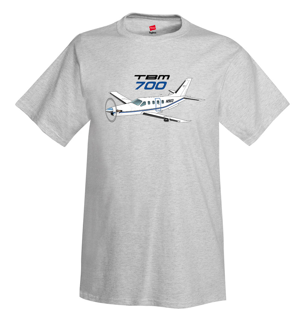 Socata TBM 700 (Blue/Black) Airplane T-Shirt - Personalized with Your N#