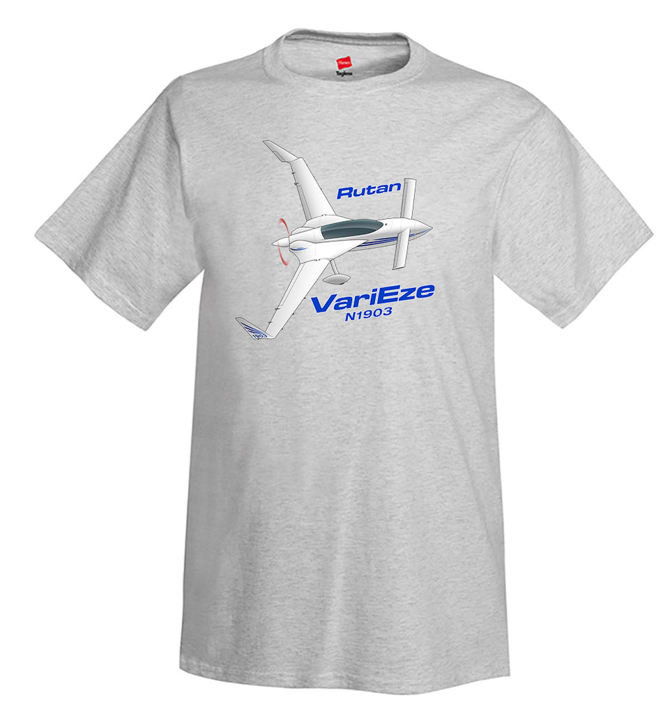Rutan VariEze (Blue) Airplane T-Shirt - Personalized w/ Your N#