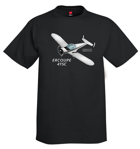 Erco Ercoupe 415C (Black) Airplane T-Shirt - Personalized with Your N#