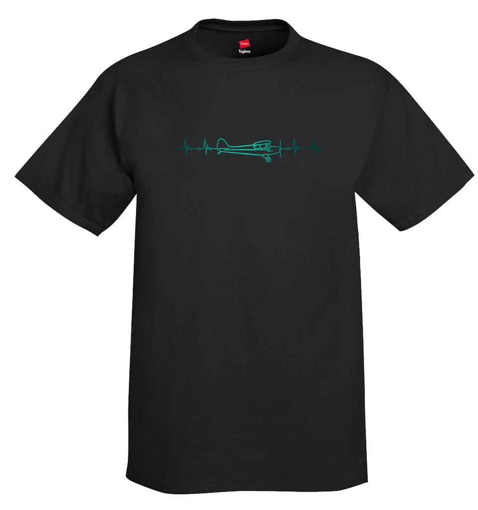 Heartbeat Plane Side View Airplane Aviation T-Shirt