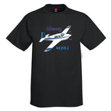 Mooney M20 / M20J (Blue/Black) Airplane T-Shirt - Personalized w/ Your N#