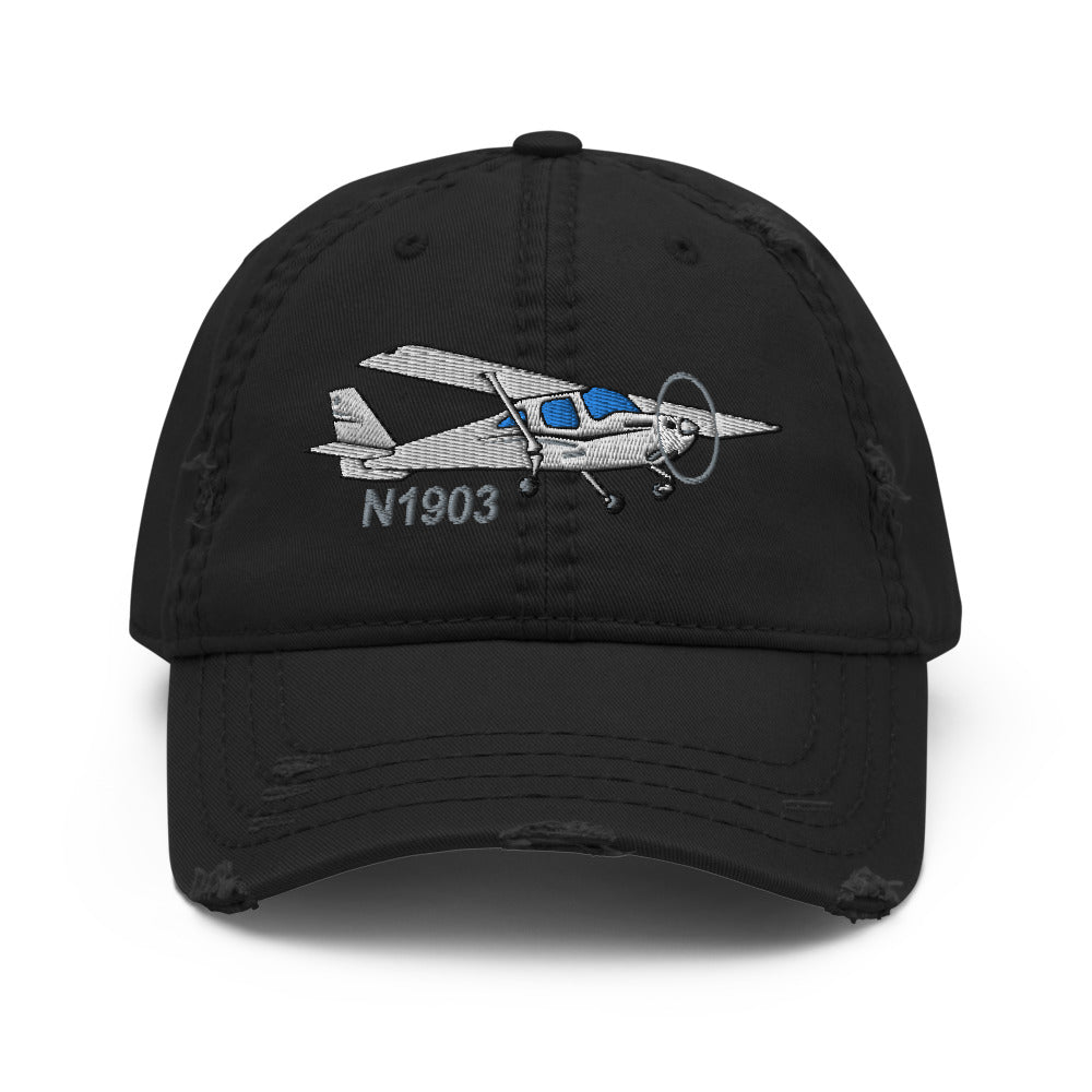 Airplane Design Embroidered Distressed Hat AIR35JJ162-BG1 - Add your N#