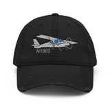 Airplane Design Embroidered Distressed Hat AIR35JJ162-BG1 - Add your N#