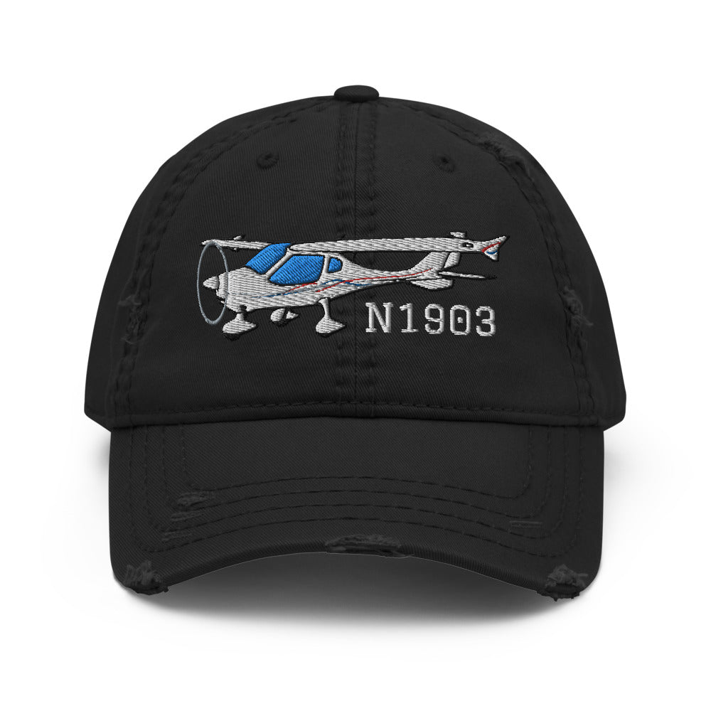 Airplane Embroidered Distressed Cap (AIR6C9CTLS-RGB1) - Add Your N#