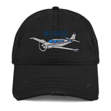 Airplane Design Embroidered Distressed Hat (AIR2552FEA36-BR6) - Add your N#