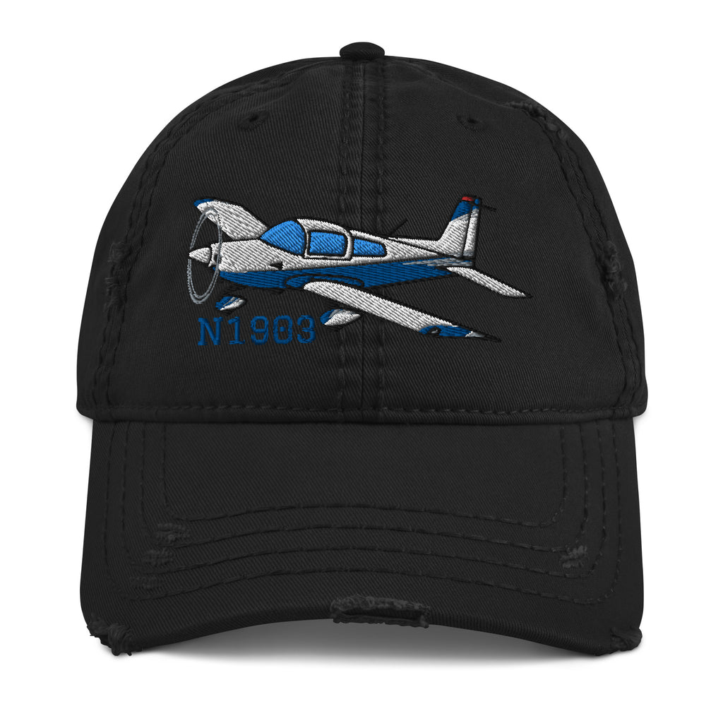 Grumman American (AIRK97-NBG_EMB) Airplane Embroidered Distressed Hat - Add your N#