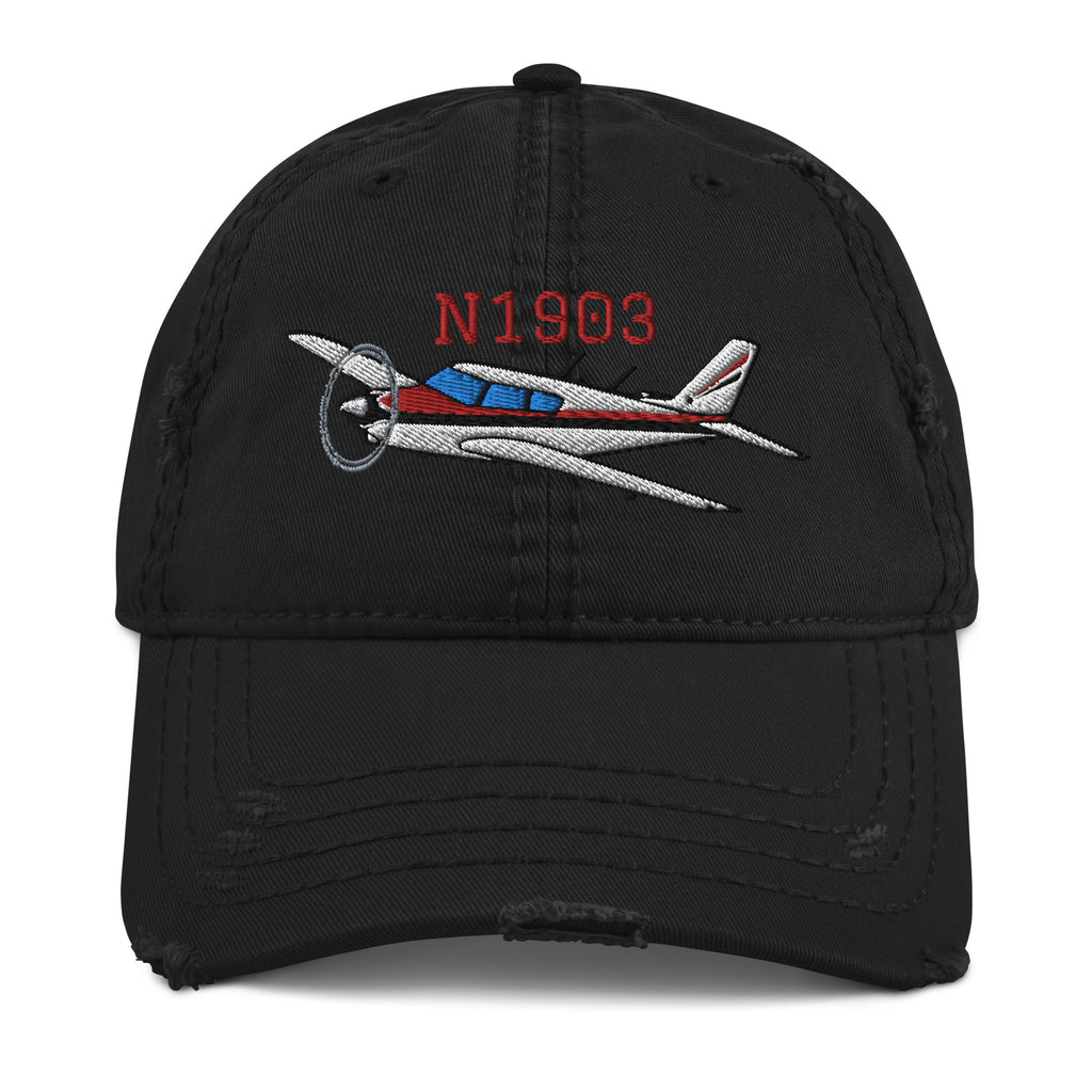 Airplane Embroidered Distressed Custom Cap (AIRG9G3FD260-R4) - Add Your N#