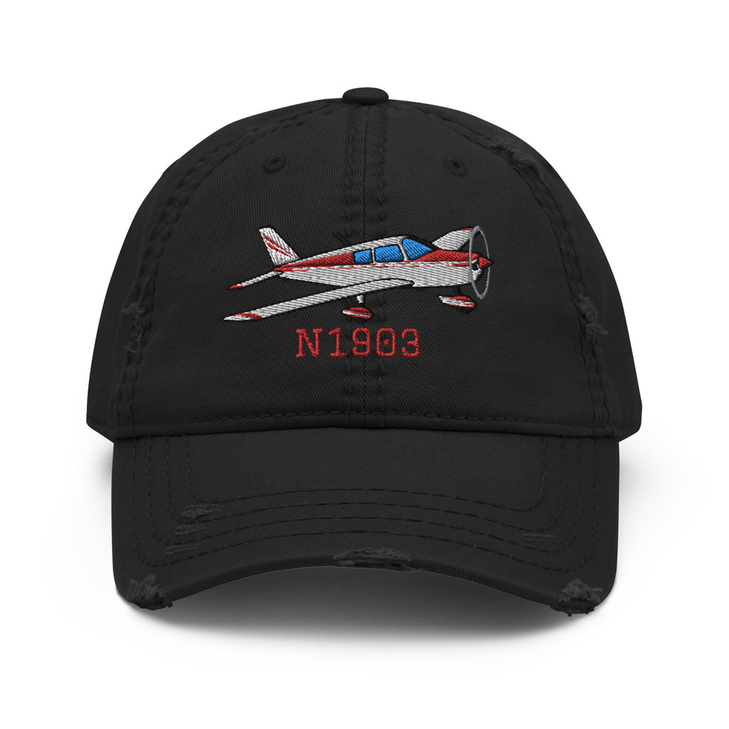 Airplane Embroidered Distressed Cap (AIRG9G385180-R1) - Add Your N#