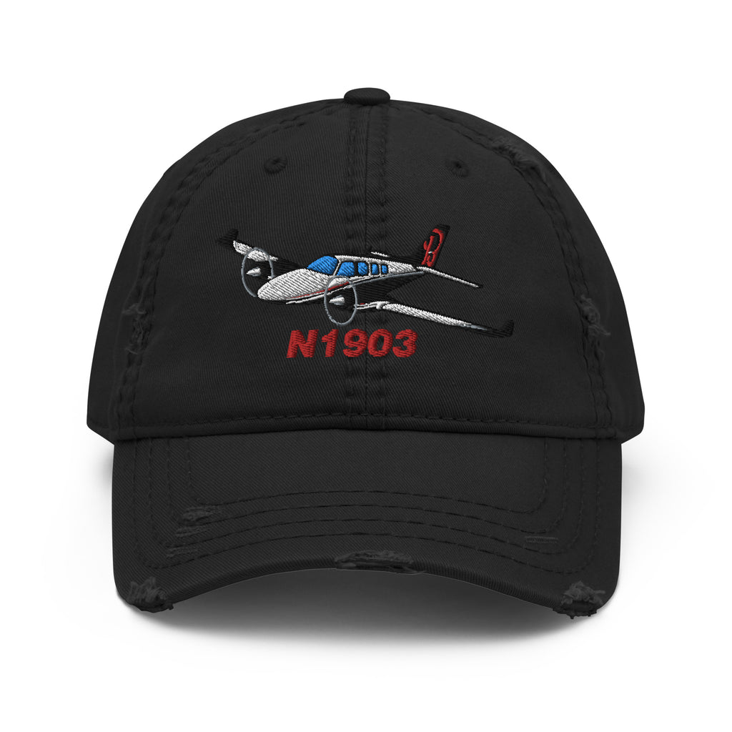 Airplane Embroidered Distressed Cap (AIR25521I-BGR1_EMB) - Personalized